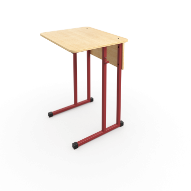 Стол ученический одноместный 600*500 столешница с закругленными углами на красном металлокаркасе &mdash; Аэлита