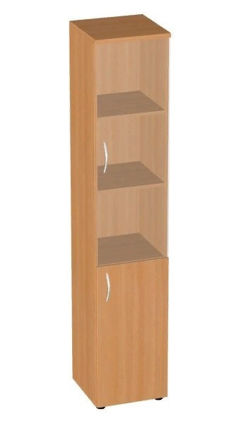 Шкаф узкий высокий  комбинированный стеклом 385*403*1945