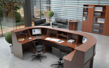 Стойка ресепшн Эдем 3300х1600х1600*h1170 ОРЕХ — Аэлита